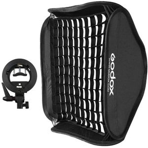 Godox S2 Speedlite Bracket Bowens + Softbox 60x60cm + Grid