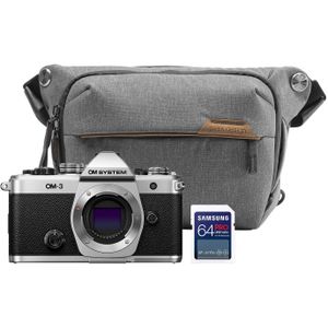 OM SYSTEM OM-3 systeemcamera Zilver Black Friday Kit