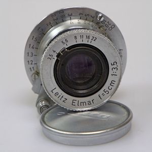 Leica Leitz Elmar 5cm (50mm) f/3.5 L39-mount objectief - Tweedehands