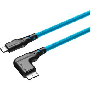 Mathorn Tethering kabel USB-C naar Micro USB-B Right angle Arctic Blauw 2m