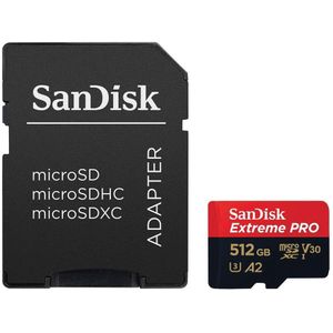 SanDisk 512GB Micro SD Extreme Pro UHS-I U3 A2 V30 200MB/s geheugenkaart + adapter