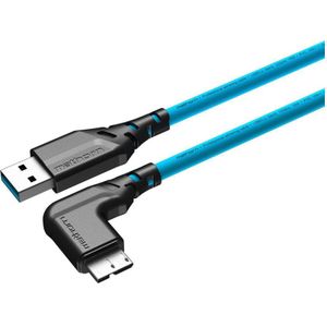 Mathorn Tethering kabel USB-A naar Micro USB-B Right angle Arctic Blauw 5m
