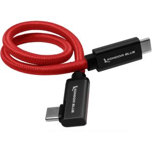 Kondor Blue Right Angle USB-C to USB-C cable 12 Cardinal Red