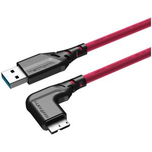 Mathorn Tethering kabel USB-A naar Micro USB-B Right angle Magenta 2m