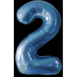 Cijfer ballon blauw - 97cm - Cijfer twee