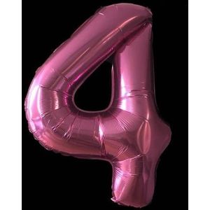 Cijfer ballon roze - 97cm - Cijfer vier