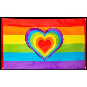 Regenboog vlag hartje - 90x150cm