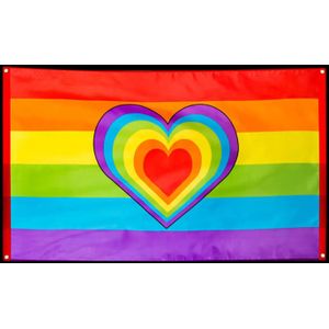 Regenboog vlag hartje - 90x150cm