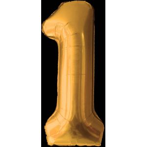 Cijfer ballon goud - 97cm - Cijfer één