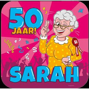 Huldeschild Sarah cartoon - 50 jaar