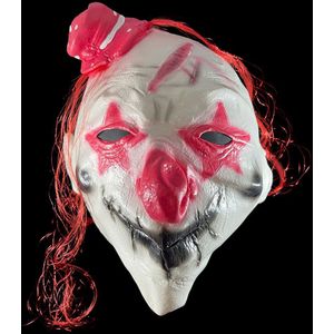 Halloween masker horror clown - Wit/rood - Latex