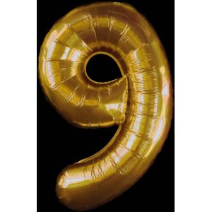 Cijfer ballon goud - 97cm - Cijfer negen