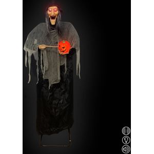 Halloween heks met pompoen - Geluidssensor - 200cm