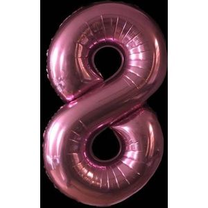 Cijfer ballon roze - 97cm - Cijfer acht