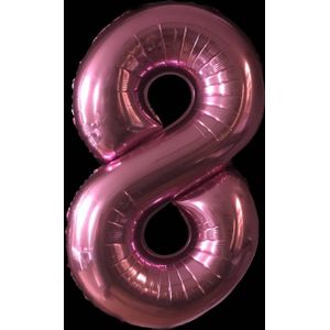 Cijfer ballon roze - 97cm - Cijfer acht