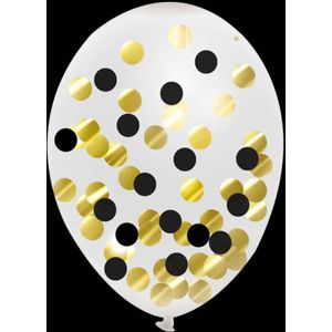 Confetti ballonnen - Zwart & gouden confetti - 30cm