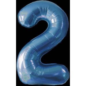 Cijfer ballon blauw - 97cm - Cijfer twee