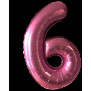 Cijfer ballon roze - 97cm - Cijfer zes