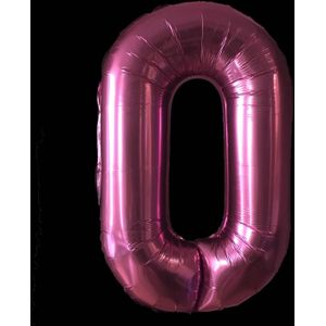 Cijfer ballon roze - 97cm - Cijfer nul