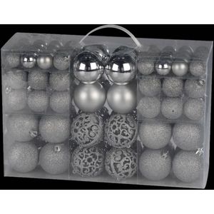 Kerstballen rond 100 stuks - Zilver