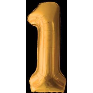 Cijfer ballon goud - 97cm - Cijfer één