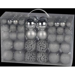 Kerstballen rond 100 stuks - Zilver