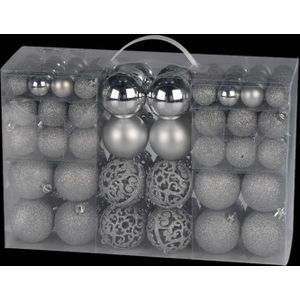 Kerstballen rond 100 stuks - Zilver