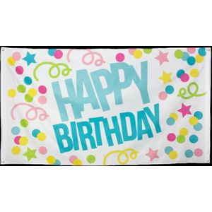 Polyester vlag kleurrijk - happy birthday