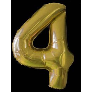 Cijfer ballon goud - 97cm - Cijfer vier