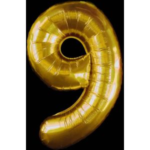 Cijfer ballon goud - 97cm - Cijfer negen