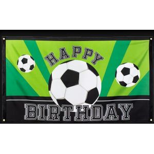 Polyester banner voetbal - happy birthday