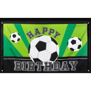 Polyester banner voetbal - happy birthday