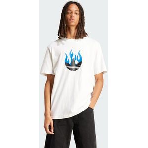Adidas Flames Logo Heren T-shirts - Wit  - Katoen Jersey - Foot Locker