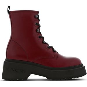 Tommy Jeans Lace Up Dames Schoenen - Rood - Maat: 36 - Leer - Foot Locker