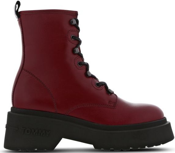 Tommy Jeans Lace Up Dames Schoenen - Rood - Maat: 36 - Leer - Foot Locker
