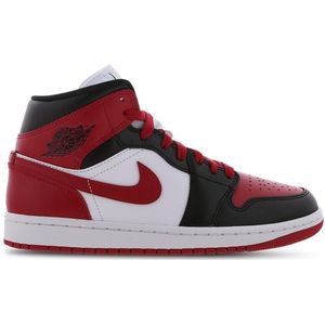 Jordan 1 Mid Dames Schoenen - Zwart - Maat: 38.5 - Polyester - Foot Locker