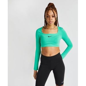 Nike Dance Cropped Longsleeve Dames T-shirts - Groen  - Katoen Jersey - Foot Locker