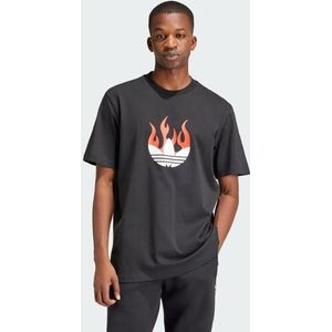 Adidas Flames Logo Heren T-shirts - Zwart  - Katoen Jersey - Foot Locker