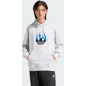 Adidas Flames Logo Heren Hoodies - Grijs  - Katoen Jersey - Foot Locker