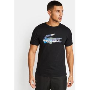 Lacoste Big Croc Graphic Heren T-shirts - Zwart  - Katoen Jersey - Foot Locker