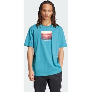 Adidas Sunset Graphic Heren T-shirts - Teal  - Katoen Jersey - Foot Locker