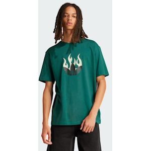 Adidas Flames Logo Heren T-shirts - Groen  - Katoen Jersey - Foot Locker