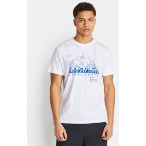 Napapijri Frame Heren T-shirts - Wit  - Katoen Jersey - Foot Locker