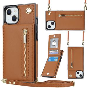 Solidenz Fashion Wallet hoesje met koord iPhone 14 - Bruin