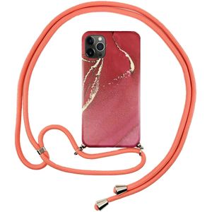 FONU Marmer Back Cover Met Koord iPhone 12 Pro Max - Rood