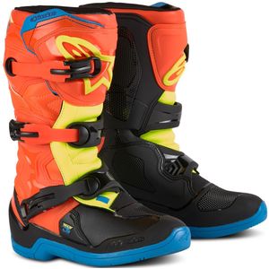 Crosslaarzen Kinderen Alpinestars Tech 3S Oranje Fluo-Blauw-Geel Fluo