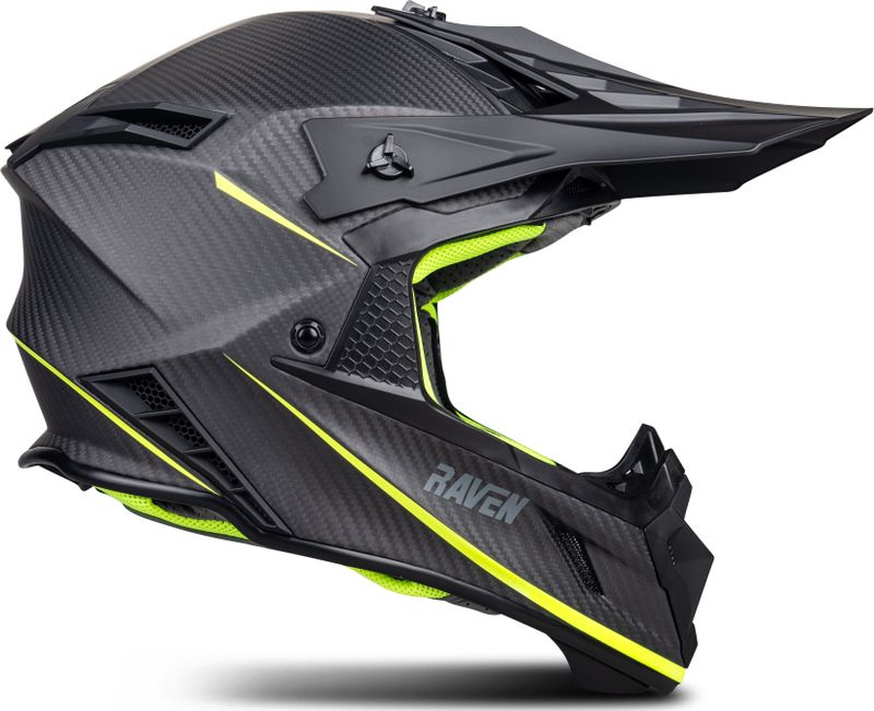 Crosshelm Raven Ipsum Evo Mat Koolstofvezel-Fluo Geel