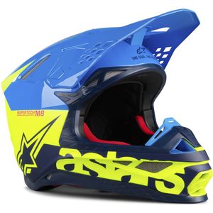 Crosshelm Alpinestars Supertech S-M8 Mips Radium Neon Geel-Aqua-Marine Blauw