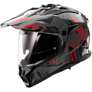 Adventure Helm LS2 MX702 Pioneer II Crazy Zwart-Rood