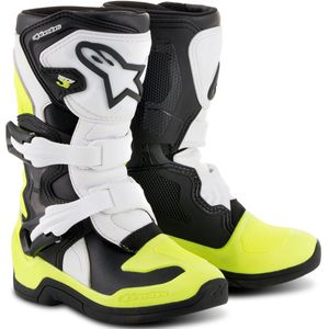 Crosslaarzen Kinderen Alpinestars Tech 3S Zwart-Wit-Neon Geel